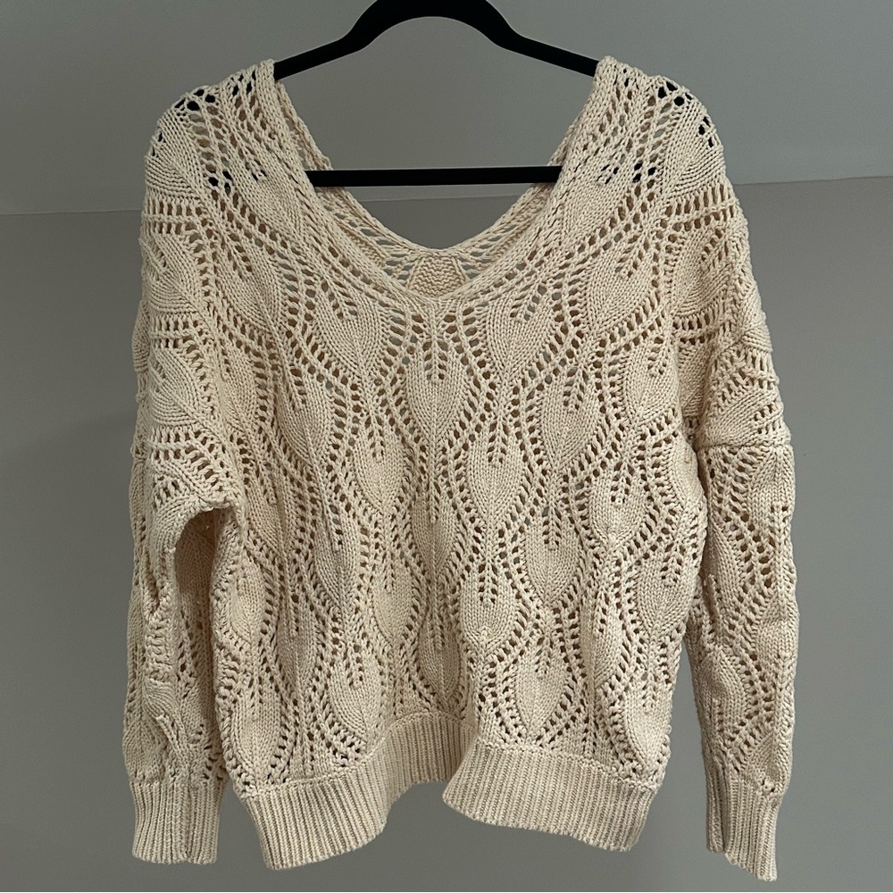 Women’s Open Knit V Neck Sweater